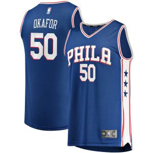 Camiseta Emeka Okafor 50 Philadelphia 76ers Icon Edition Azul Hombre